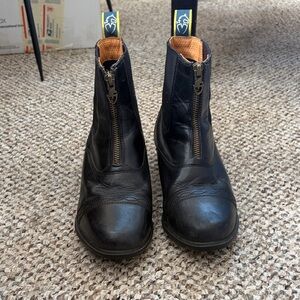 Moretta Kids Front-Zip Black Leather Paddock Boots